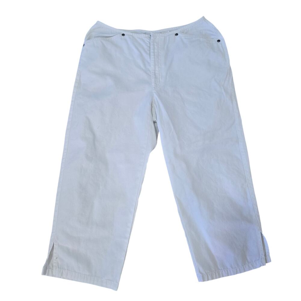 Liz Claiborne White Cotton Capri Pants Mid Rise Casual Size 8